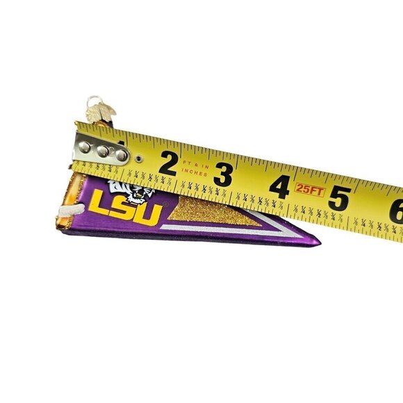 Louisiana State Pennant Mouth-Blown Hand Painted Glass Ornament LSU Tigers - Picture 6 of 16